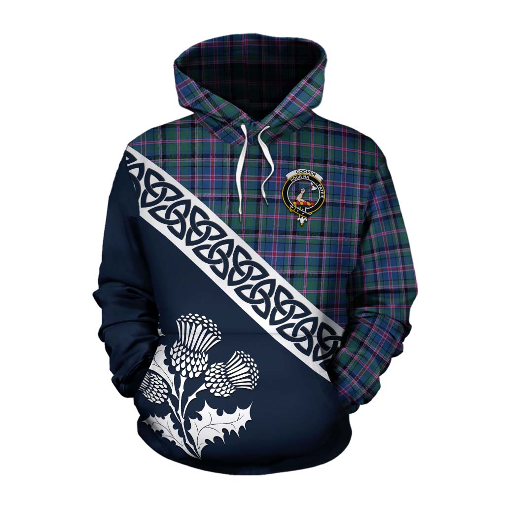 Tartan Vibes Clothing Cooper Tartan Cotton Hoodie Featuring Thistle and Scotland Map