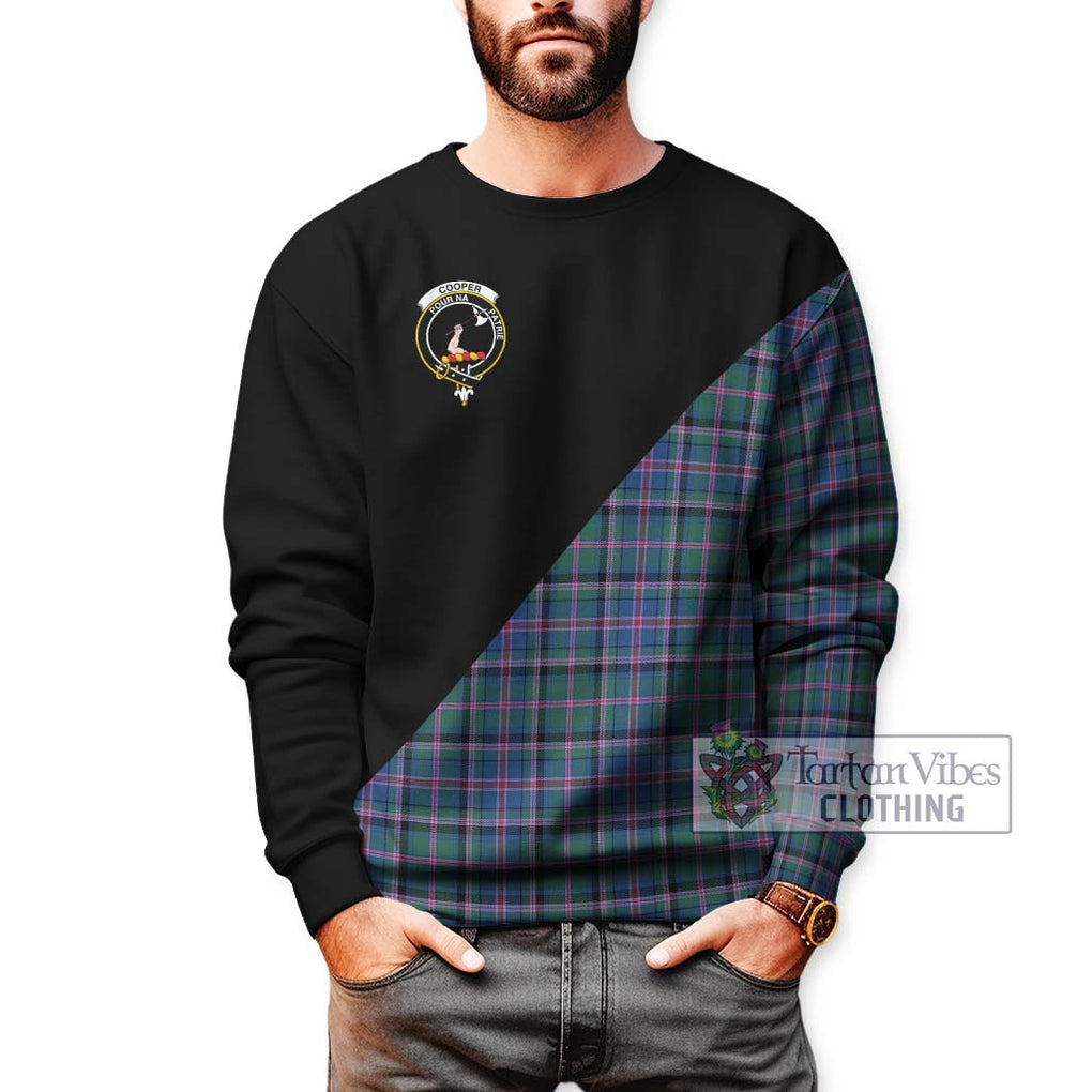 Cooper Tartan Sweatshirt with Family Crest and Military Logo Style Unisex - Tartanvibesclothing Shop