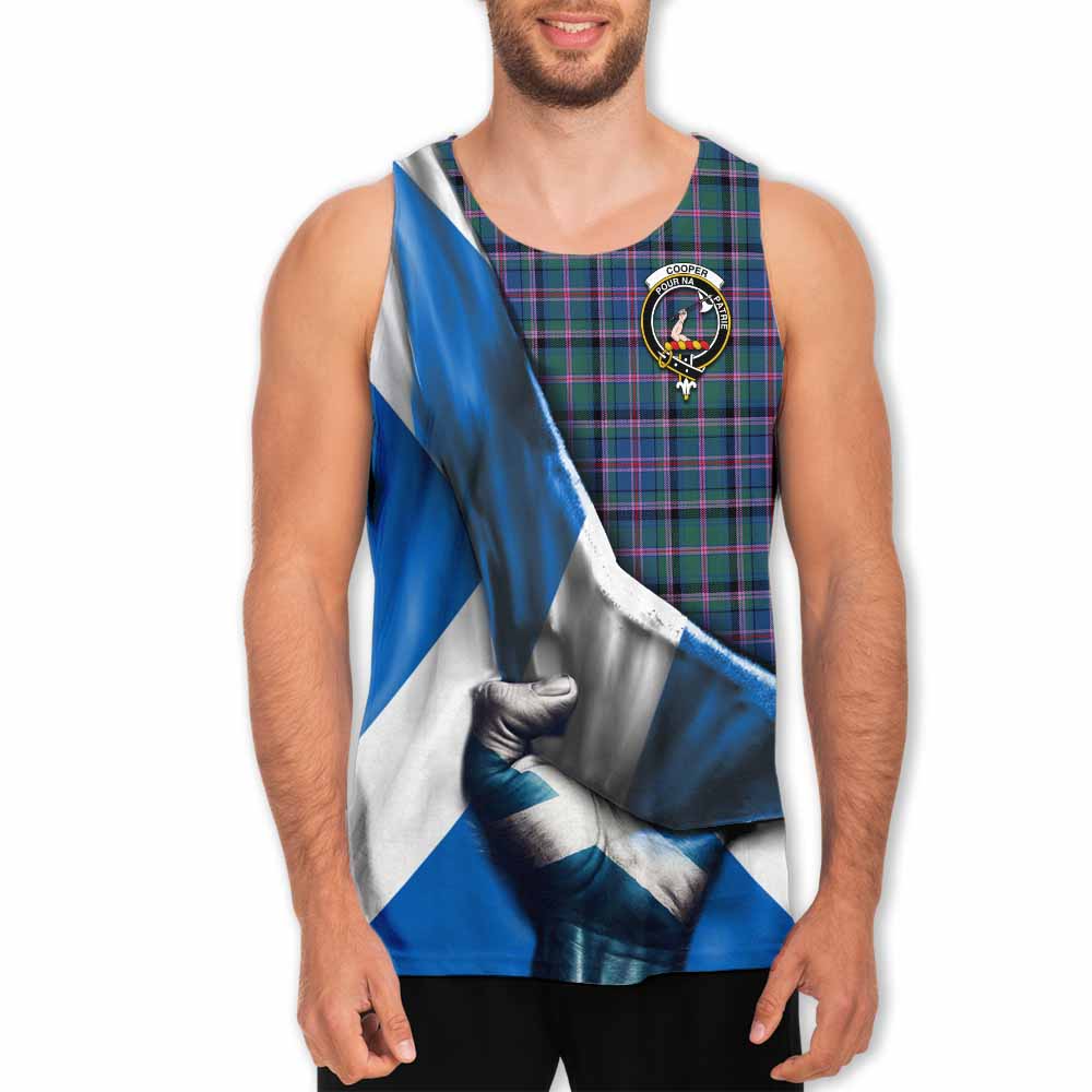 Tartan Vibes Clothing Cooper Tartan Men's Tank Top with Family Crest Scotland Patriotic Style