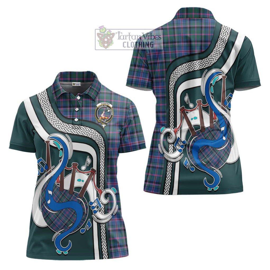 Cooper Tartan Women's Polo Shirt with Epic Bagpipe Style Women - Tartanvibesclothing Shop