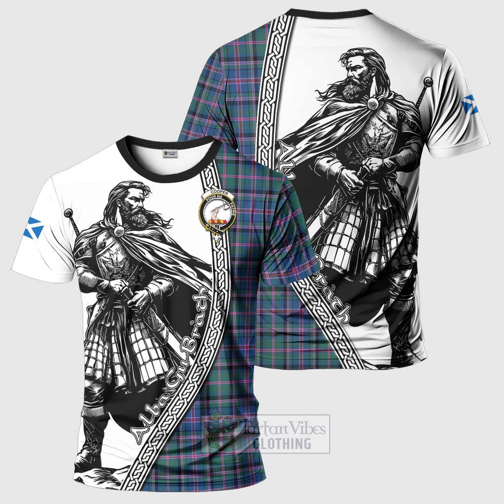 Tartan Vibes Clothing Cooper Tartan Clan Crest T-Shirt with Highlander Warrior Celtic Style