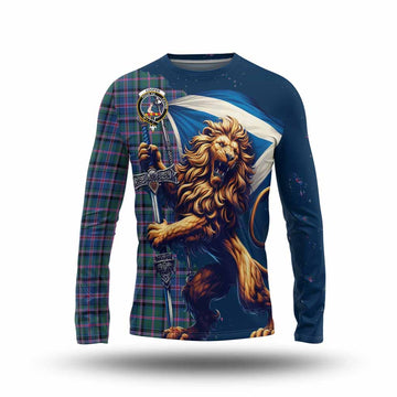 Cooper Tartan Family Crest Long Sleeve T-Shirt with Scottish Majestic Lion