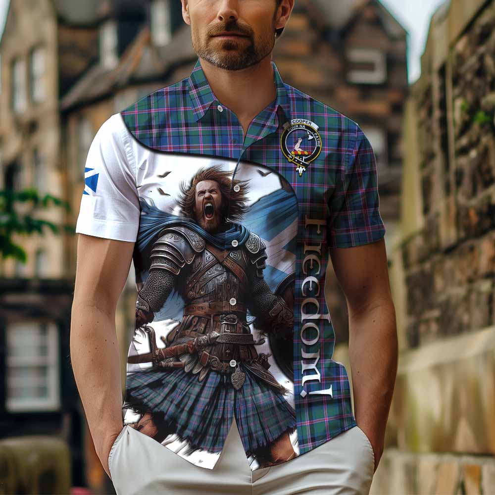 Tartan Vibes Clothing Cooper Crest Tartan Short Sleeve Button Shirt Inspired by the Freedom of Scottish Warrior