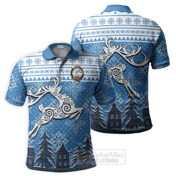 Cooper Clan Christmas Polo Shirt Celtic Reindeer Style