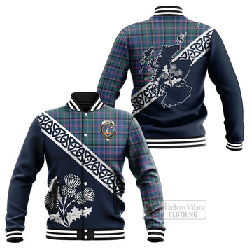 Cooper Tartan Baseball Jacket Featuring Thistle and Scotland Map