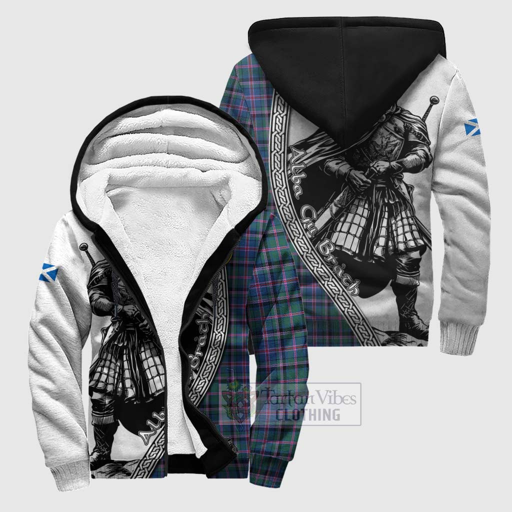 Tartan Vibes Clothing Cooper Tartan Clan Crest Sherpa Hoodie with Highlander Warrior Celtic Style