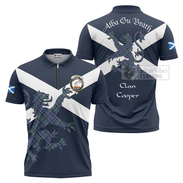 Cooper Tartan Lion Rampant Zipper Polo Shirt Proudly Display Your Heritage with Alba Gu Brath and Clan Name