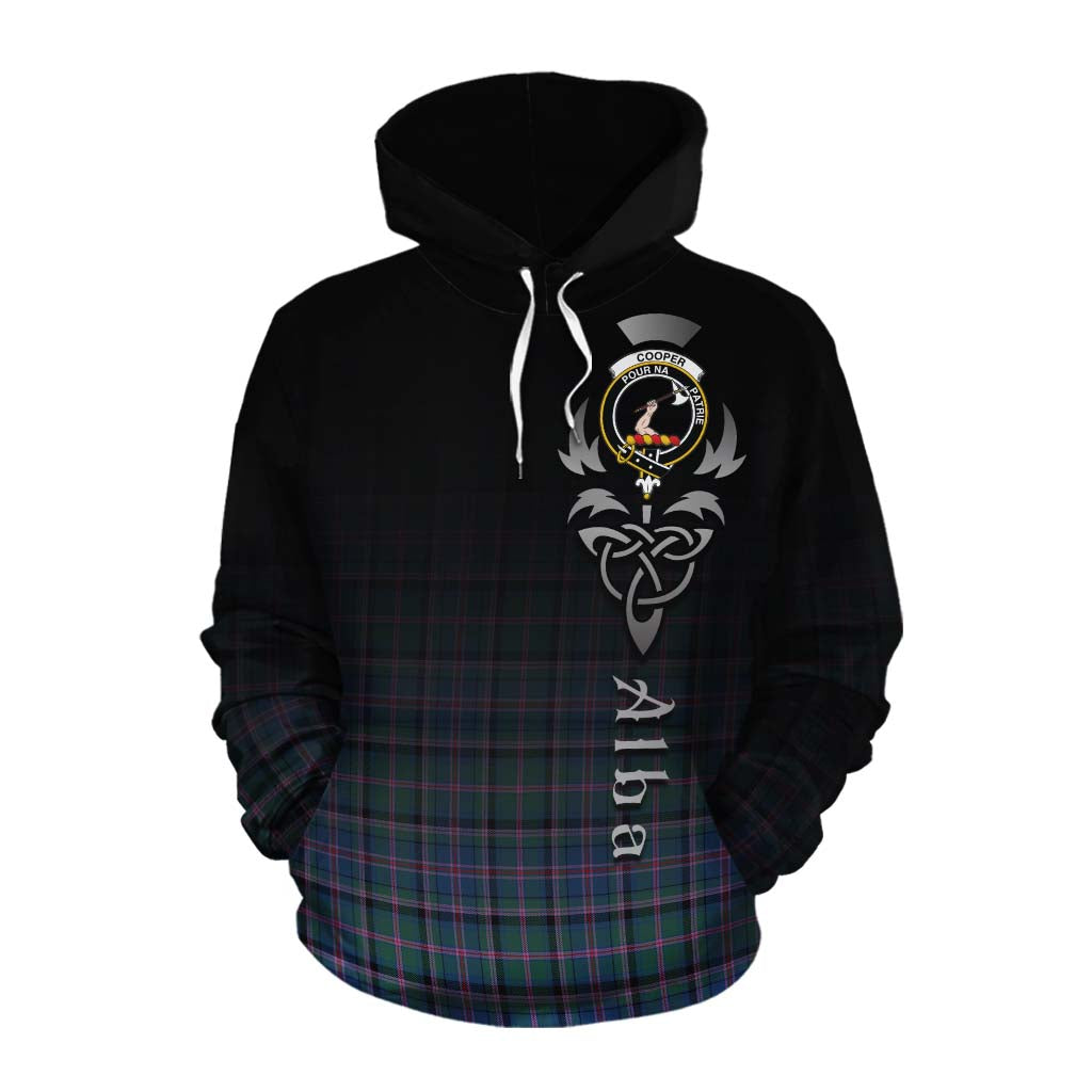 Tartan Vibes Clothing Cooper Tartan Cotton Hoodie Featuring Alba Gu Brath Family Crest Celtic Inspired