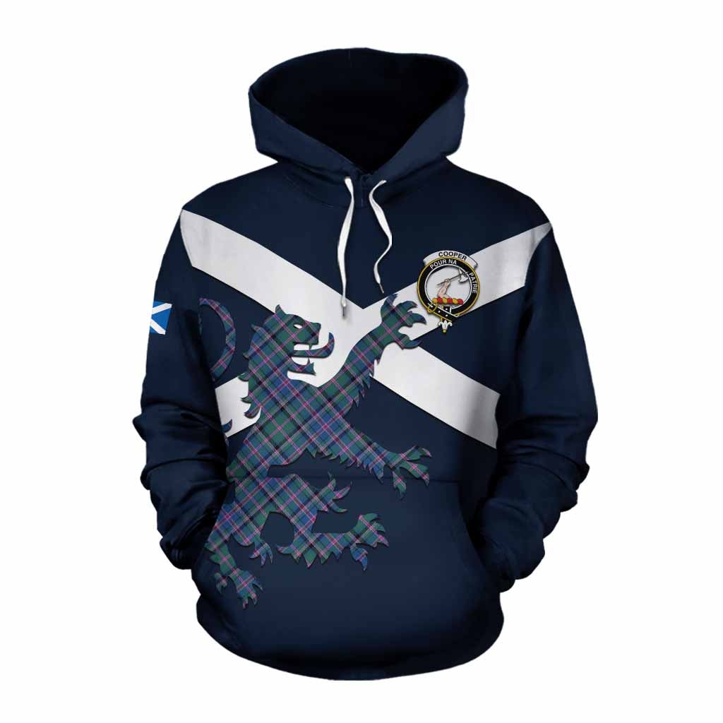 Tartan Vibes Clothing Cooper Tartan Lion Rampant Cotton Hoodie Proudly Display Your Heritage with Alba Gu Brath and Clan Name