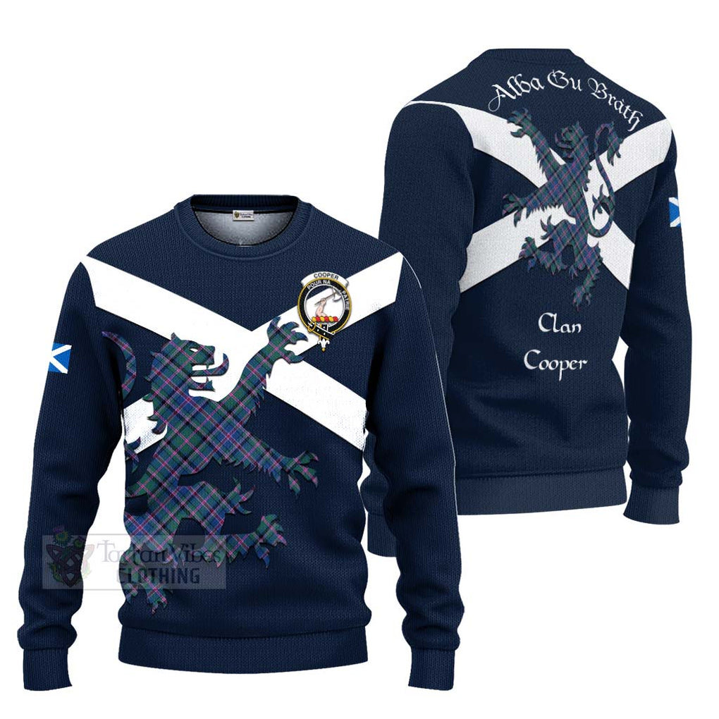 Tartan Vibes Clothing Cooper Tartan Lion Rampant Knitted Sweater – Proudly Display Your Heritage with Alba Gu Brath and Clan Name