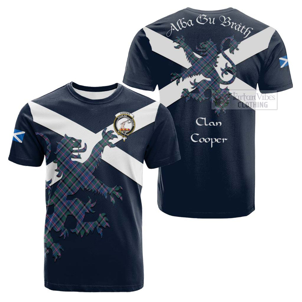 Tartan Vibes Clothing Cooper Tartan Lion Rampant Cotton T-shirt – Proudly Display Your Heritage with Alba Gu Brath and Clan Name