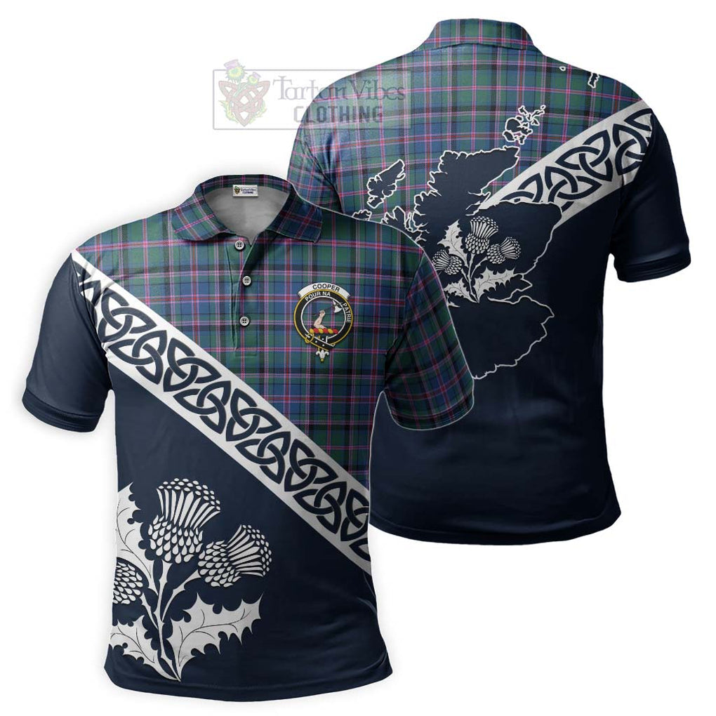 Cooper Tartan Polo Shirt Featuring Thistle and Scotland Map