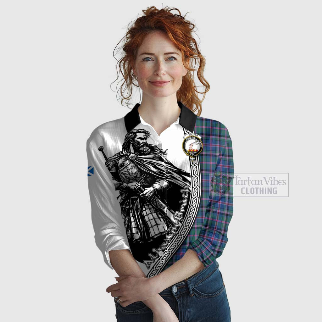 Tartan Vibes Clothing Cooper Tartan Clan Crest Women's Casual Shirt with Highlander Warrior Celtic Style