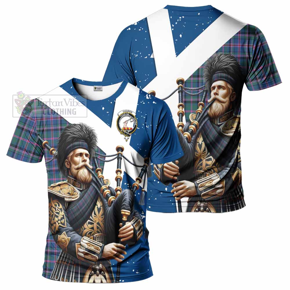 Tartan Vibes Clothing Cooper Tartan T-Shirt with Family Crest Scottish Bagpiper Vibes