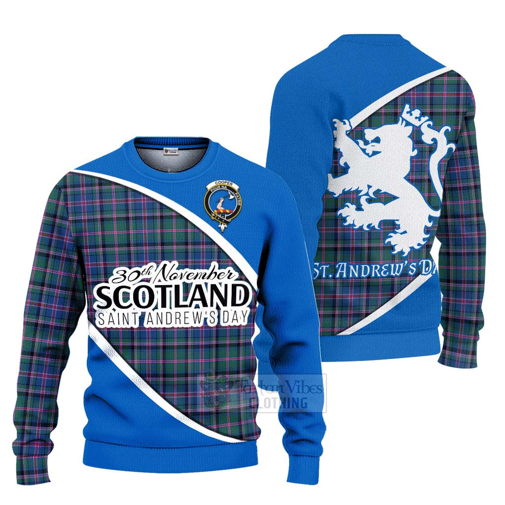 Tartan Vibes Clothing Cooper Family Crest Tartan Knitted Sweater Celebrate Saint Andrew's Day in Style