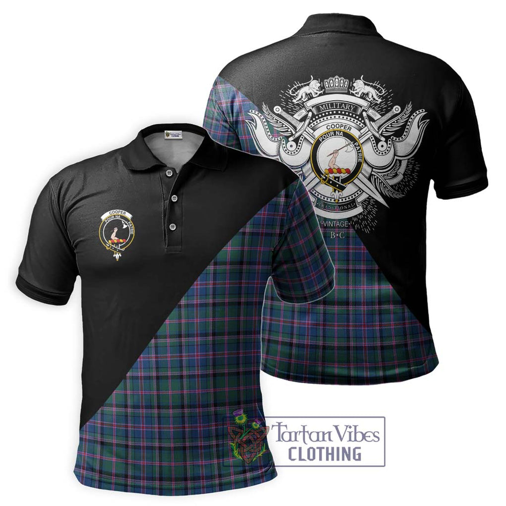 Cooper Tartan Polo Shirt with Family Crest and Military Logo Style Kid - Tartanvibesclothing Shop