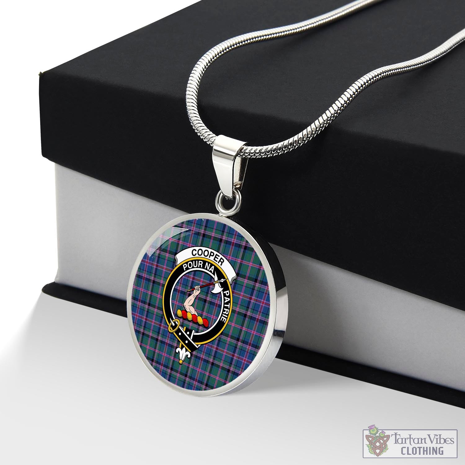 Tartan Vibes Clothing Cooper Tartan Circle Necklace with Family Crest