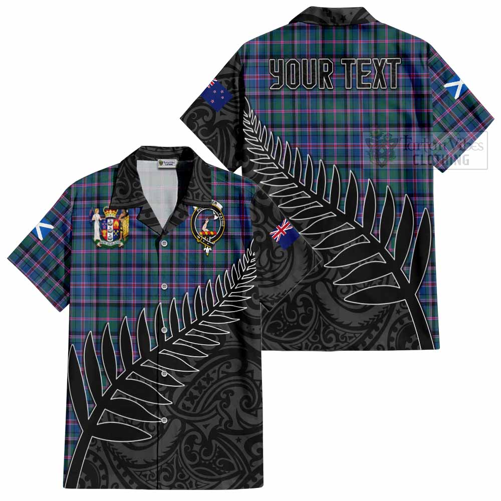 Tartan Vibes Clothing Cooper Crest Tartan Short Sleeve Button Shirt with New Zealand Silver Fern Half Style