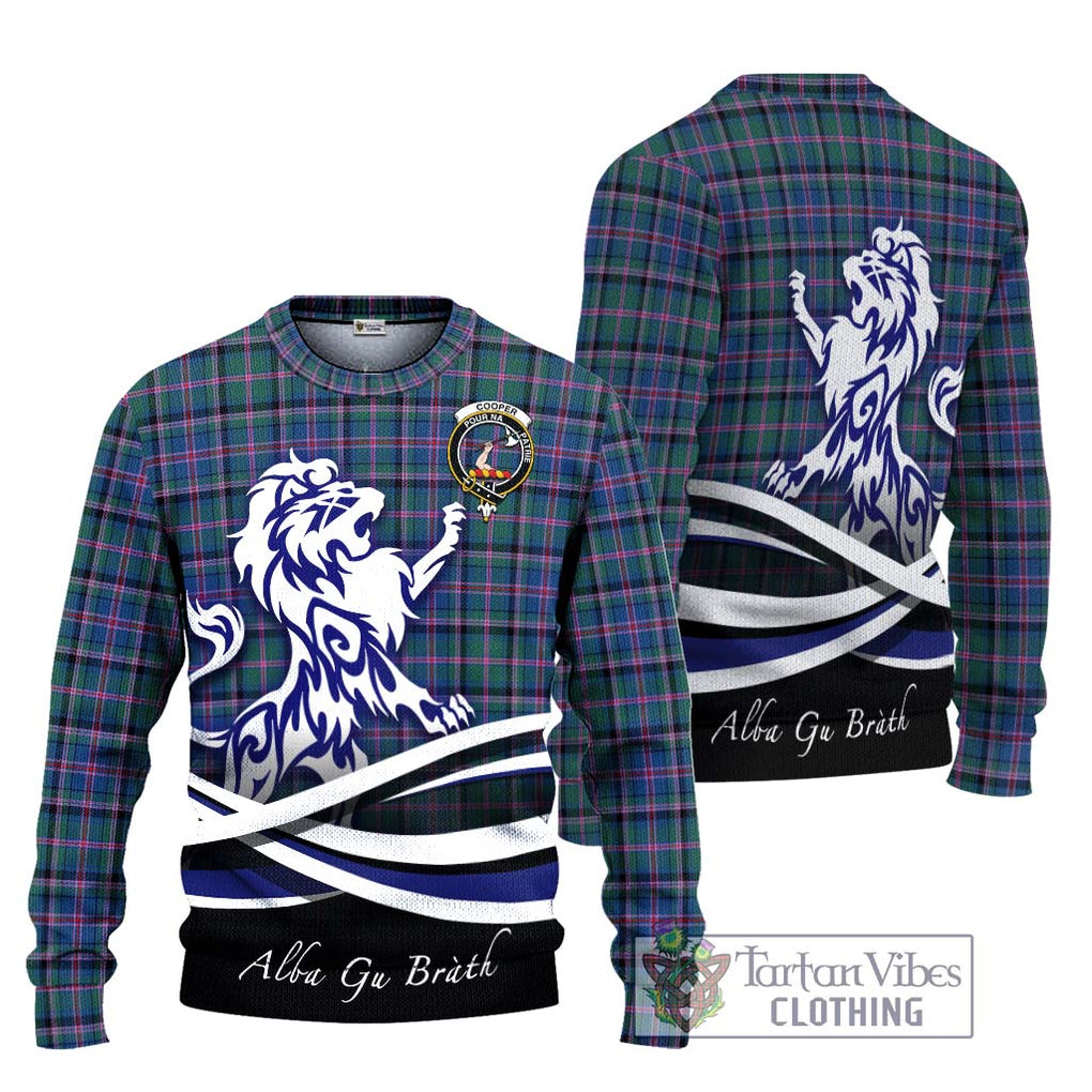 Cooper Tartan Knitted Sweater with Alba Gu Brath Regal Lion Emblem Unisex - Tartanvibesclothing Shop