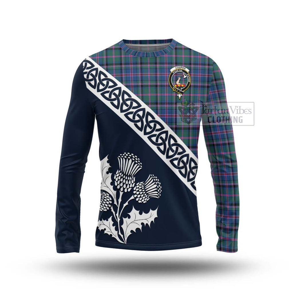 Cooper Tartan Long Sleeve T-Shirt Featuring Thistle and Scotland Map Unisex - Tartan Vibes Clothing