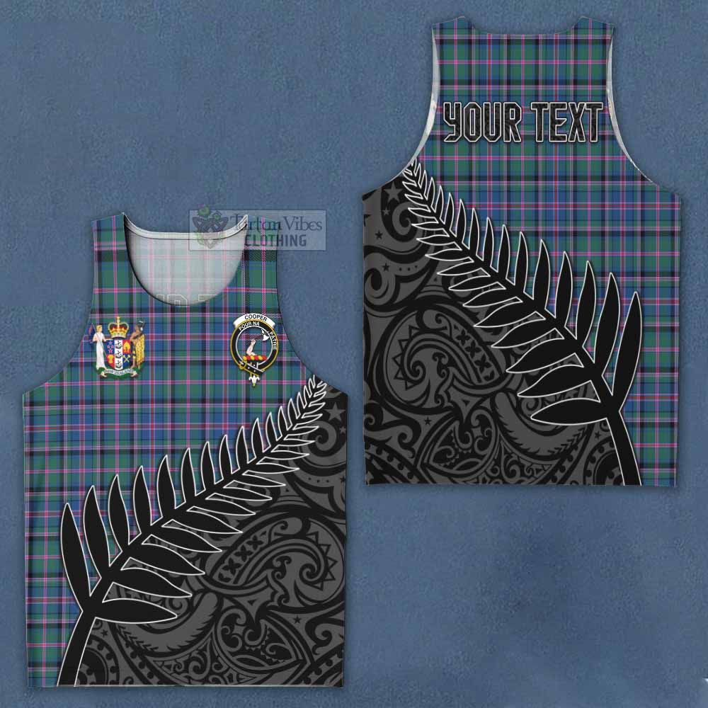 Tartan Vibes Clothing Cooper Crest Tartan Men's Tank Top with New Zealand Silver Fern Half Style