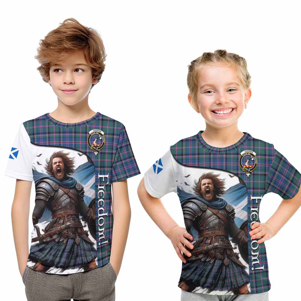 Tartan Vibes Clothing Cooper Crest Tartan Kid T-Shirt Inspired by the Freedom of Scottish Warrior