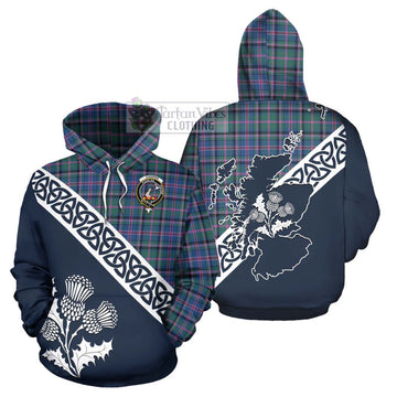 Cooper Tartan Hoodie Featuring Thistle and Scotland Map