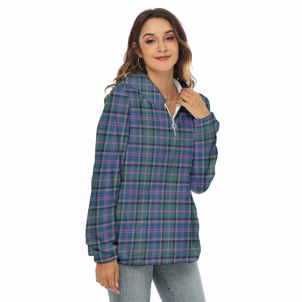 Tartan Vibes Clothing Cooper Tartan Women's Borg  Half Zip Fleece Hoodie