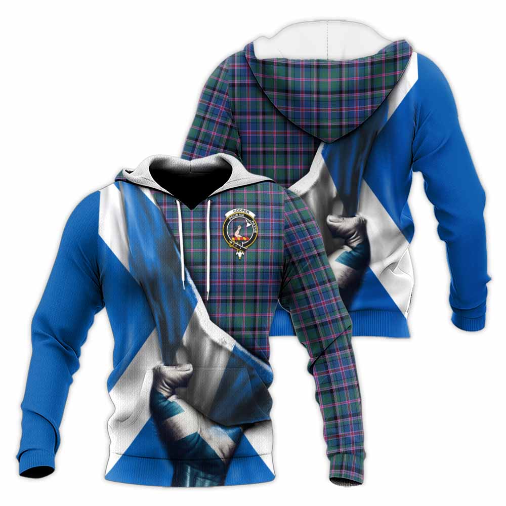 Tartan Vibes Clothing Cooper Tartan Knitted Hoodie with Family Crest Scotland Patriotic Style