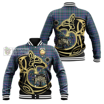 Cooper Tartan Baseball Jacket with Family Crest Celtic Wolf Style