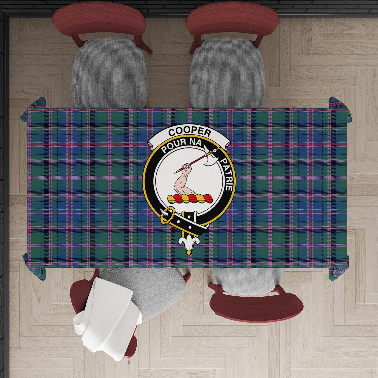 Cooper Tartan Tablecloth with Family Crest XL 57.1"x70.9"(145x180cm) - Tartan Vibes Clothing