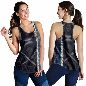 Cooper Tartan Women's Racerback Tanks with Family Crest Cross Sword Thistle Celtic Vibes