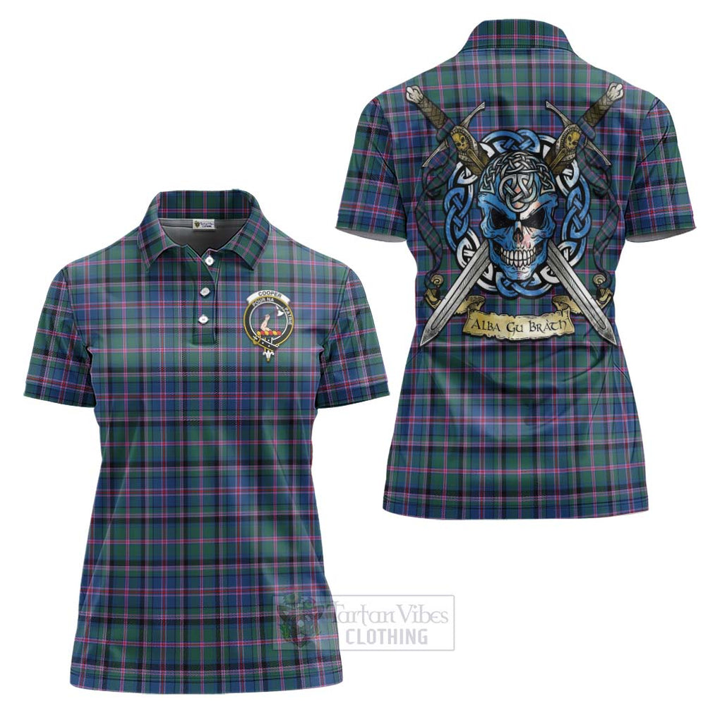 Tartan Vibes Clothing Cooper Tartan Women's Polo Shirt with Family Crest Celtic Skull Style