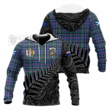 Cooper Crest Tartan Knitted Hoodie with New Zealand Silver Fern Half Style