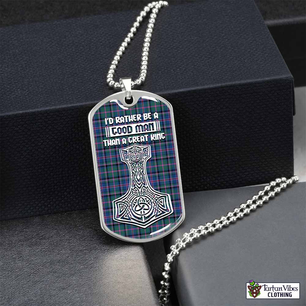 Tartan Vibes Clothing Cooper Tartan Dog Tag Necklace Viking Mjolnir Style