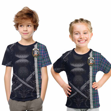 Cooper Tartan Kid T-Shirt with Family Crest Cross Sword Thistle Celtic Vibes