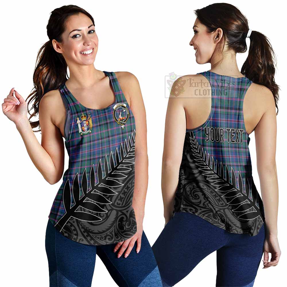 Tartan Vibes Clothing Cooper Crest Tartan Women's Racerback Tanks with New Zealand Silver Fern Half Style