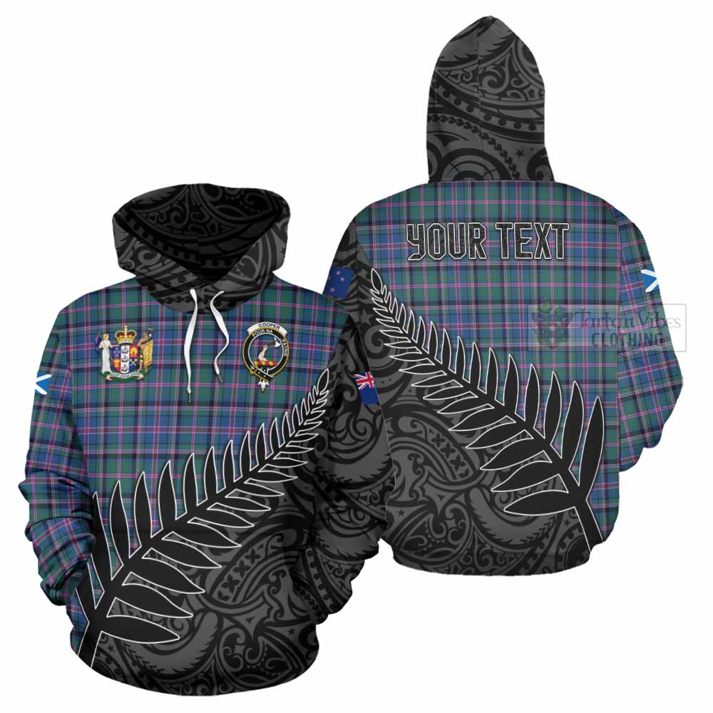 Tartan Vibes Clothing Cooper Crest Tartan Hoodie with New Zealand Silver Fern Half Style