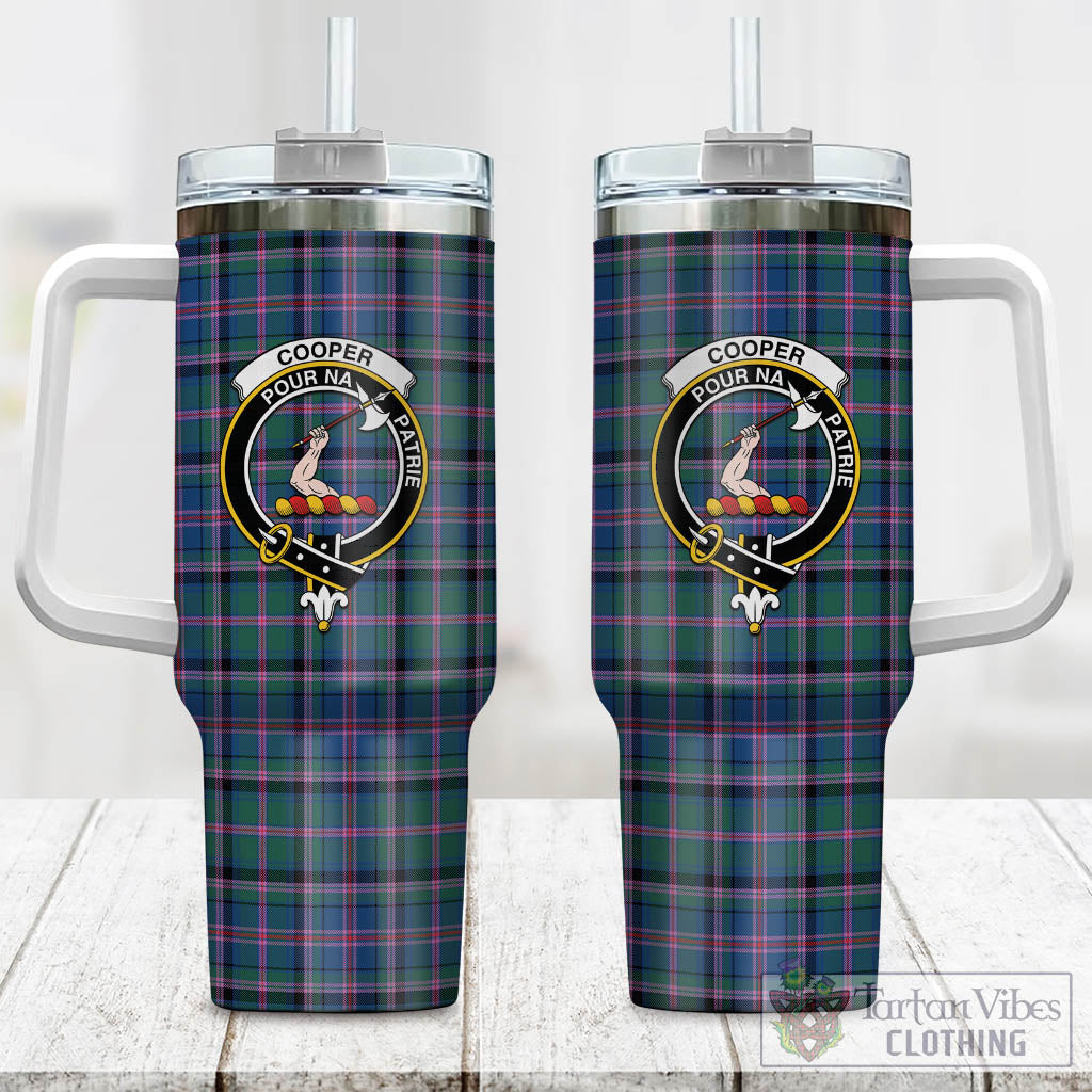 Tartan Vibes Clothing Cooper Tartan and Family Crest Tumbler with Handle