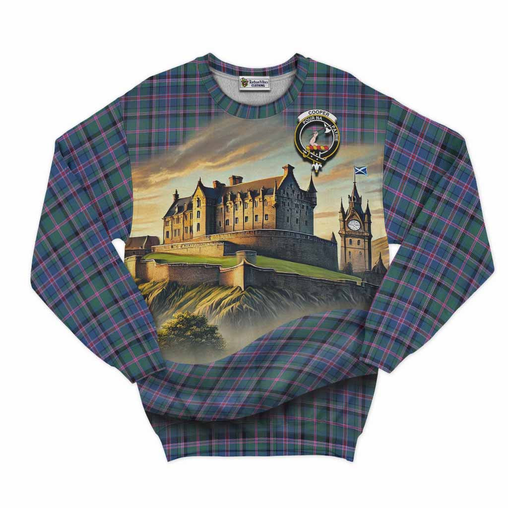 Cooper Tartan Family Crest Sweatshirt with Scottish Ancient Castle Style Unisex - Tartan Vibes Clothing