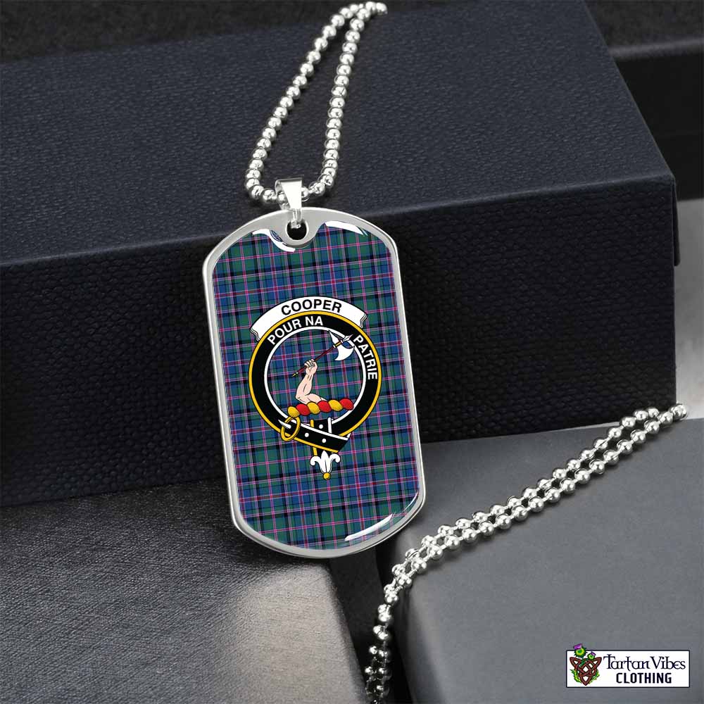 Tartan Vibes Clothing Cooper Tartan Dog Tag Necklace with Family Crest