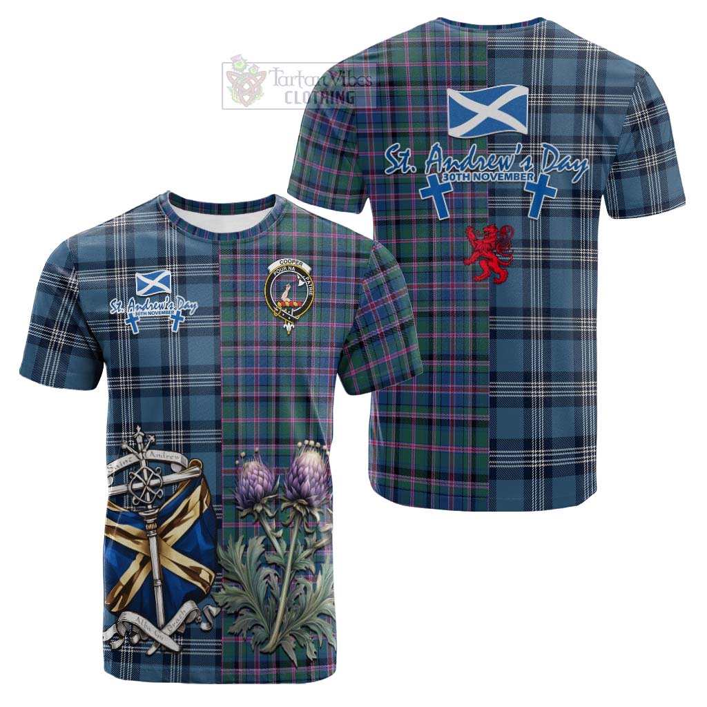 Tartan Vibes Clothing Cooper Tartan Cotton T-shirt Happy St. Andrew's Day Half Tartan Style