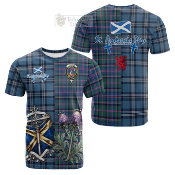 Cooper Tartan Cotton T-shirt Happy St. Andrew's Day Half Tartan Style