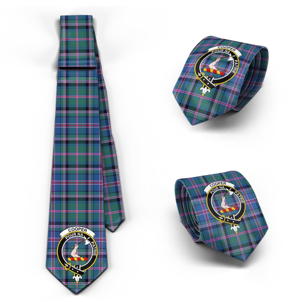 Cooper Tartan Classic Necktie with Family Crest Necktie One Size - Tartan Vibes Clothing