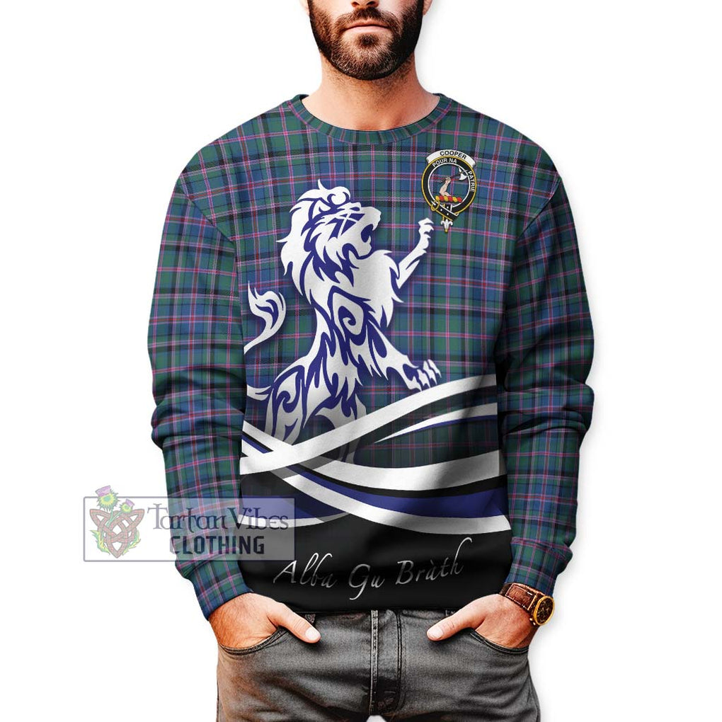 Cooper Tartan Sweatshirt with Alba Gu Brath Regal Lion Emblem Unisex - Tartanvibesclothing Shop