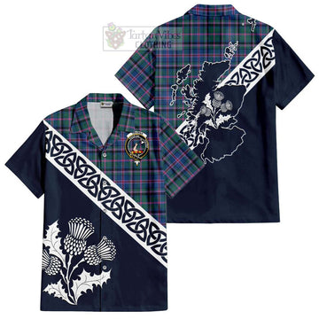 Cooper Tartan Short Sleeve Button Shirt Featuring Thistle and Scotland Map