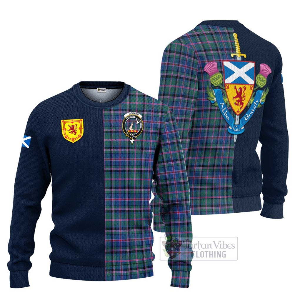 Cooper Tartan Ugly Sweater Alba with Scottish Lion Royal Arm Half Style Unisex - Tartan Vibes Clothing