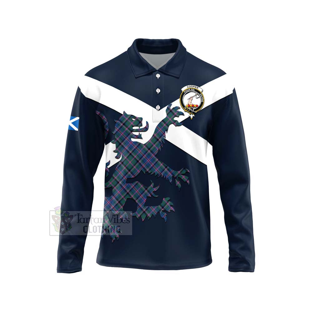 Tartan Vibes Clothing Cooper Tartan Lion Rampant Long Sleeve Polo Shirt – Proudly Display Your Heritage with Alba Gu Brath and Clan Name