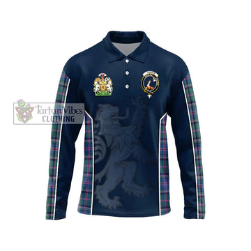 Cooper Tartan Long Sleeve Polo Shirt with Family Crest and Lion Rampant Vibes Sport Style