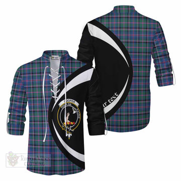 Cooper Tartan Ghillie Kilt Shirt with Family Crest Circle Style